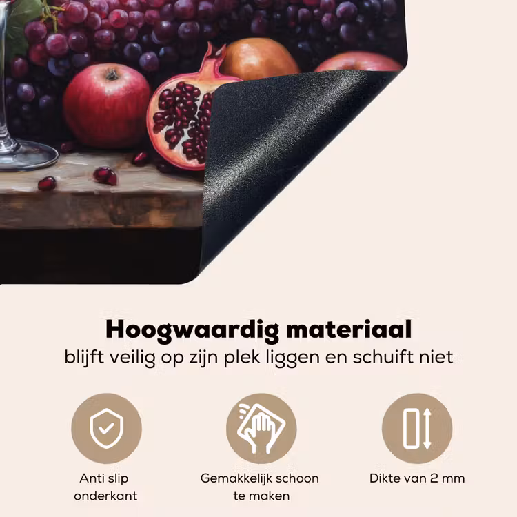 Wijn - Fruit - Stilleven Inductie beschemer met haakjes klein -ky-onderkant-nl