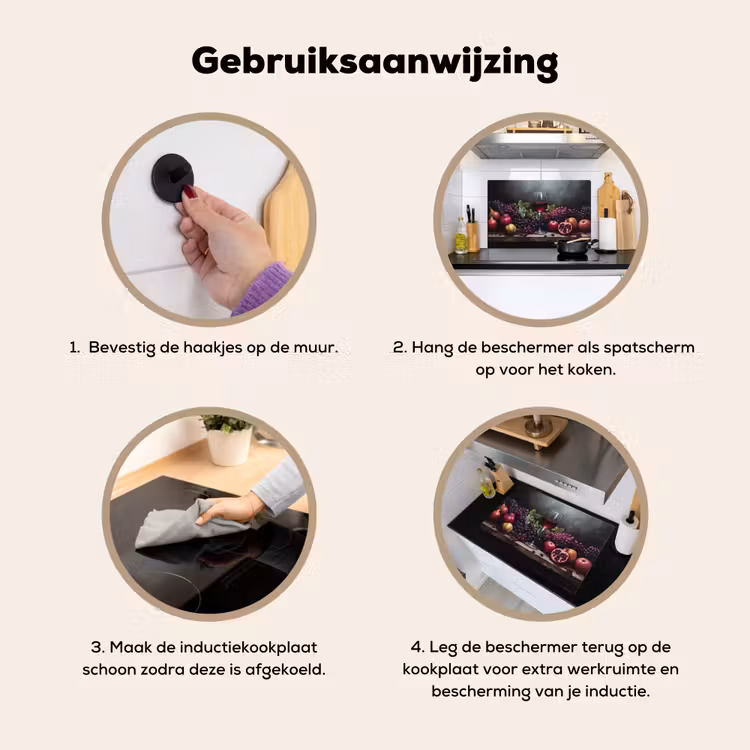 Wijn - Fruit - Stilleven Inductie beschemer met haakjes klein -ky-gebruik-nl