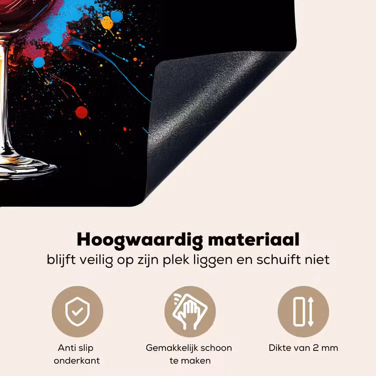 Wijn - Glas - Graffiti - Borrel - Rood - Verf Inductie beschemer met haakjes klein -ky-onderkant-nl