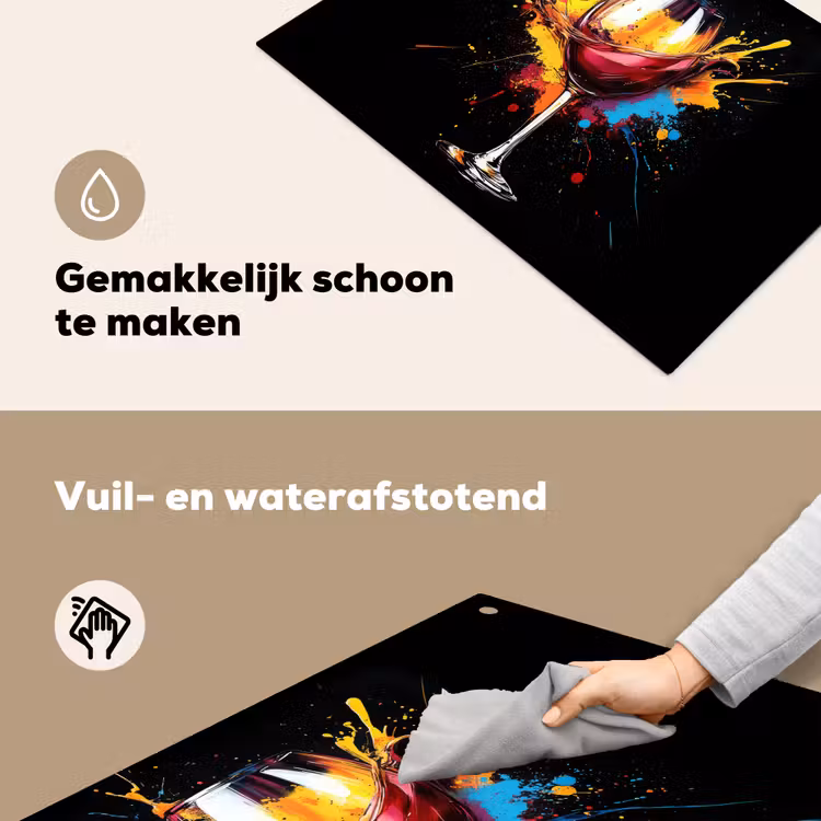 Wijn - Glas - Graffiti - Borrel - Rood - Verf Inductie beschemer met haakjes klein -ky-schoon-nl