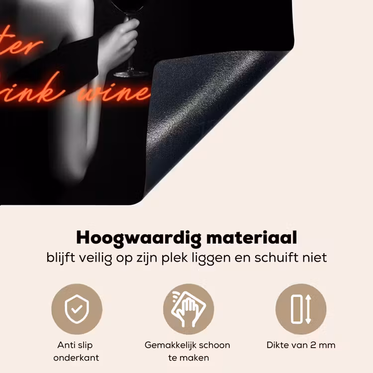 Wijn - Vrouw - Neon - Quote Inductie beschemer met haakjes klein -ky-onderkant-nl