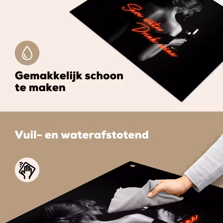 Wijn - Vrouw - Neon - Quote Inductie beschemer met haakjes klein -ky-schoon-nl