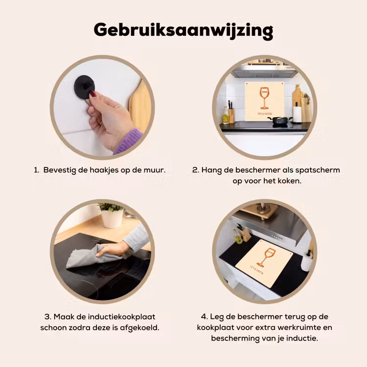 Wijn - Zomer - Quote - Oranje Inductie beschemer met haakjes middel -ky-gebruik-nl