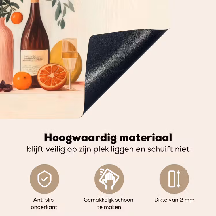 Wijnflessen - Takken - Sinaasappels Inductie beschemer met haakjes klein -ky-onderkant-nl