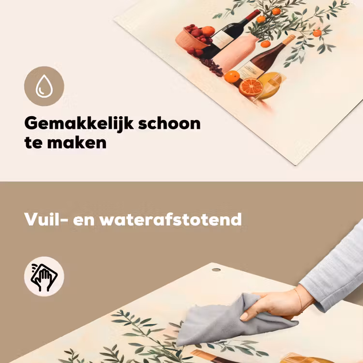 Wijnflessen - Takken - Sinaasappels Inductie beschemer met haakjes klein -ky-schoon-nl