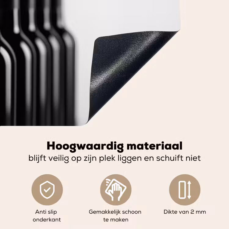 Wijnflessen - Zwart - Minimalistisch Inductie beschemer met haakjes klein -ky-onderkant-nl