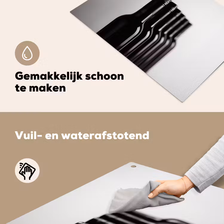 Wijnflessen - Zwart - Minimalistisch Inductie beschemer met haakjes klein -ky-schoon-nl