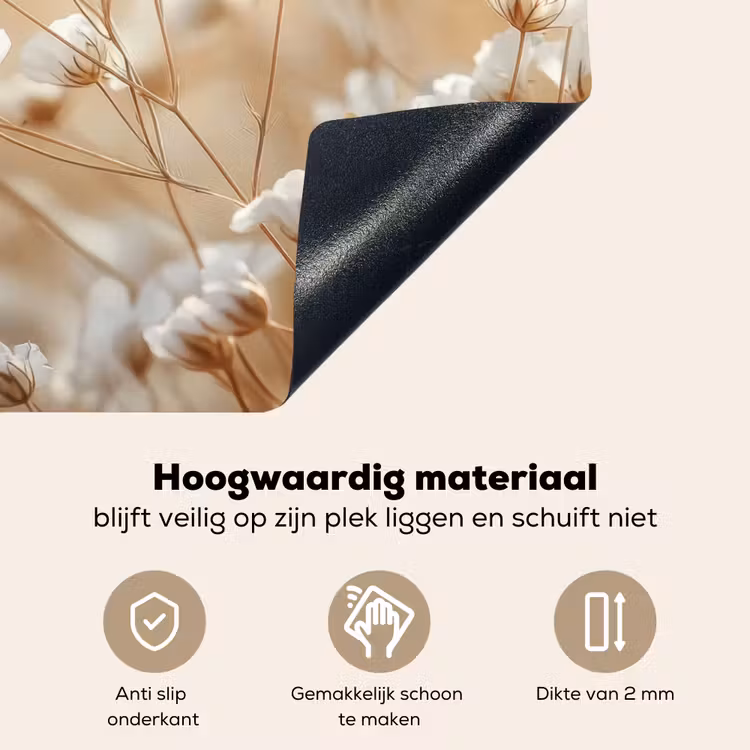 Wilde - Bloemen - Wit Inductie beschemer met haakjes klein -ky-onderkant-nl