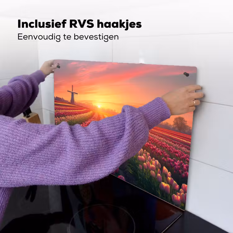 Windmolen - Zonsondergang - Landschap Inductie beschemer met haakjes klein -ky-ophangen-nl