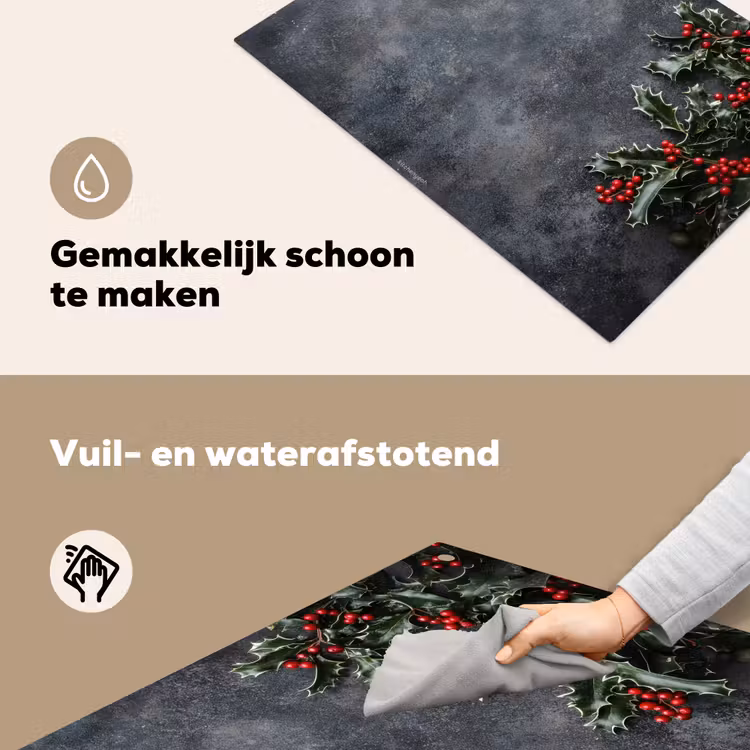 Winter - Hulst - Kerst - Beton Inductie beschemer met haakjes klein -ky-schoon-nl