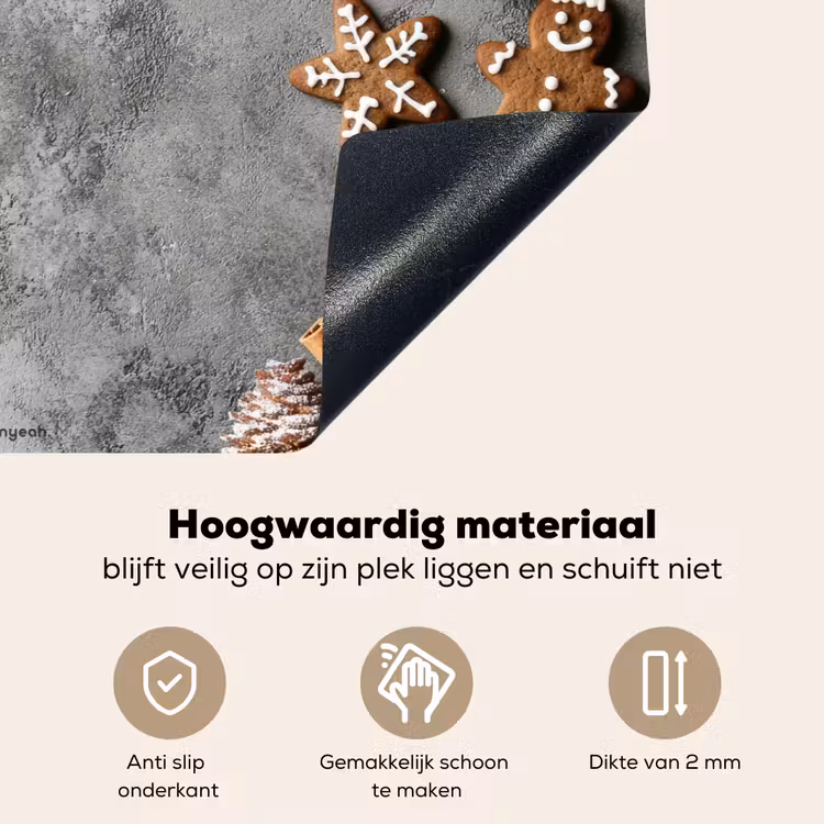 Winter - Kerst - Beton - Dennenappels Inductie beschemer met haakjes klein -ky-onderkant-nl