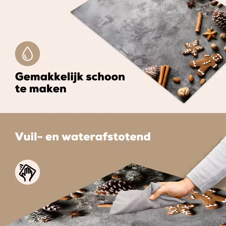 Winter - Kerst - Beton - Dennenappels Inductie beschemer met haakjes klein -ky-schoon-nl