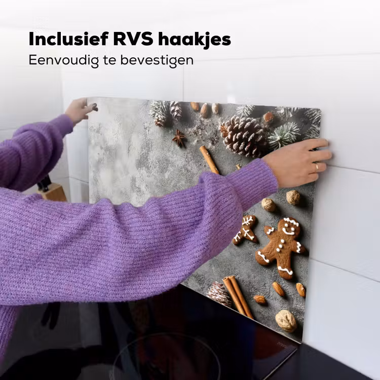 Winter - Kerst - Beton - Dennenappels Inductie beschemer met haakjes klein -ky-ophangen-nl