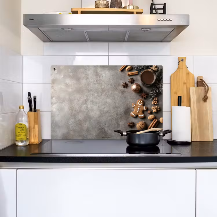 Winter - Kerst - Beton - Gingerbread man Inductie beschemer met haakjes klein -sfeer2