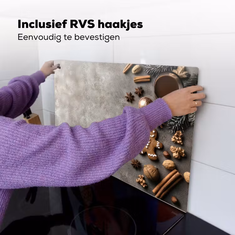 Winter - Kerst - Beton - Gingerbread man Inductie beschemer met haakjes klein -ky-ophangen-nl