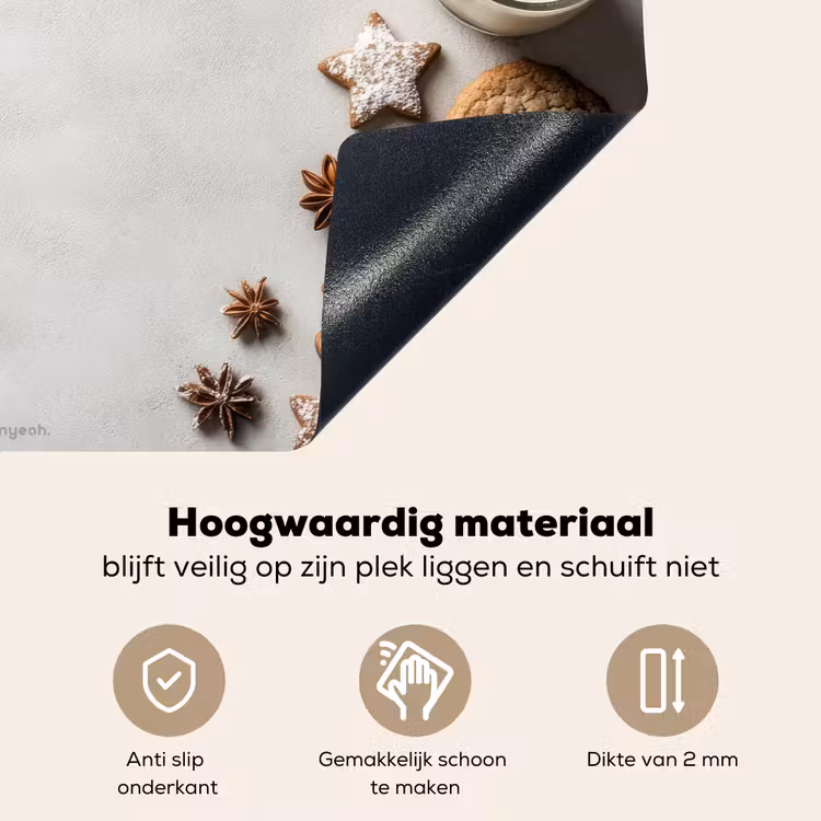 Winter - Kerst - Specerijen - Wit Inductie beschemer met haakjes klein -ky-onderkant-nl