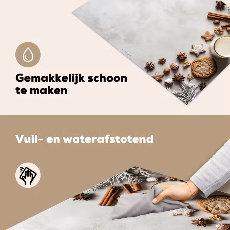 Winter - Kerst - Specerijen - Wit Inductie beschemer met haakjes klein -ky-schoon-nl