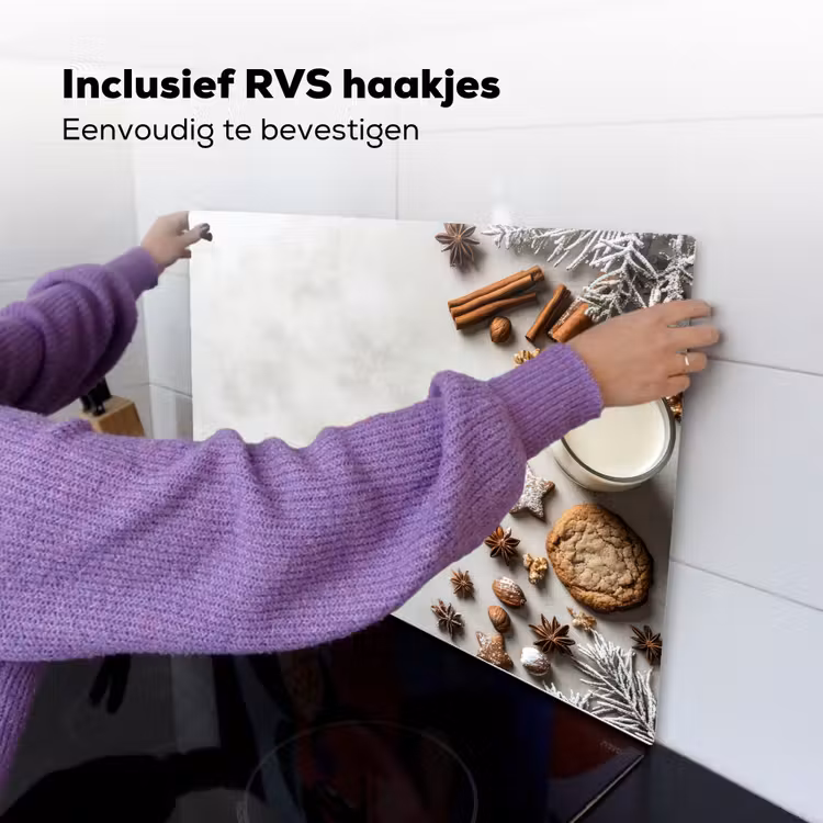 Winter - Kerst - Specerijen - Wit Inductie beschemer met haakjes klein -ky-ophangen-nl