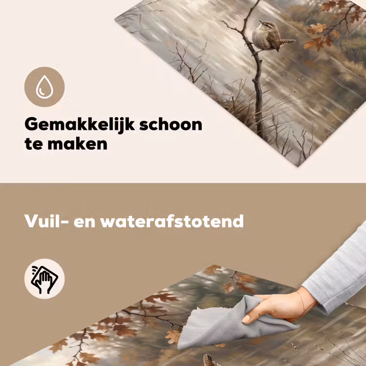 Winterkoninkje - Tak - Rivier - Natuur - Sfeervol Inductie beschemer met haakjes klein -ky-schoon-nl