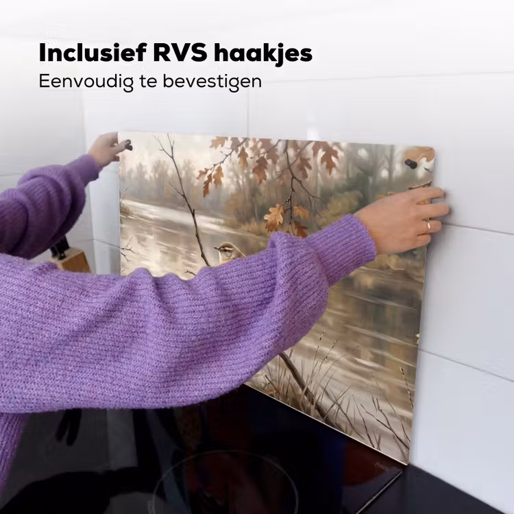 Winterkoninkje - Tak - Rivier - Natuur - Sfeervol Inductie beschemer met haakjes klein -ky-ophangen-nl