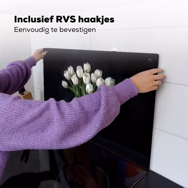 Wit - Bloemen - Tulpen - Vaas Inductie beschemer met haakjes klein -ky-ophangen-nl