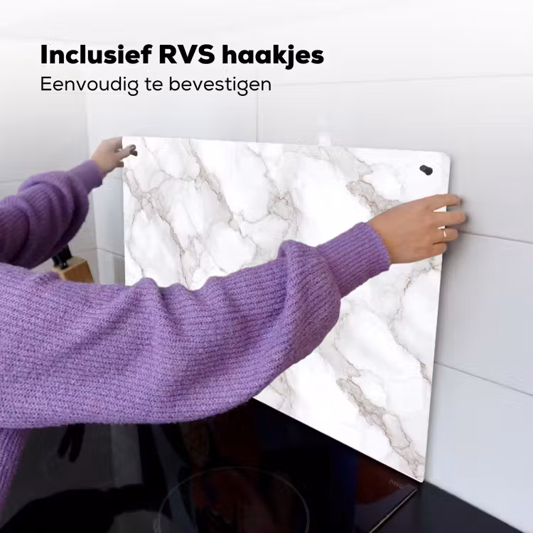 Wit - Marmer - Bruin Inductie beschemer met haakjes klein 777 -ky-ophangen-nl