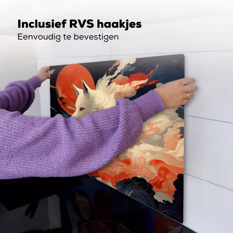 Witte vos - wolken - maan Inductie beschemer met haakjes middel -ky-ophangen-nl
