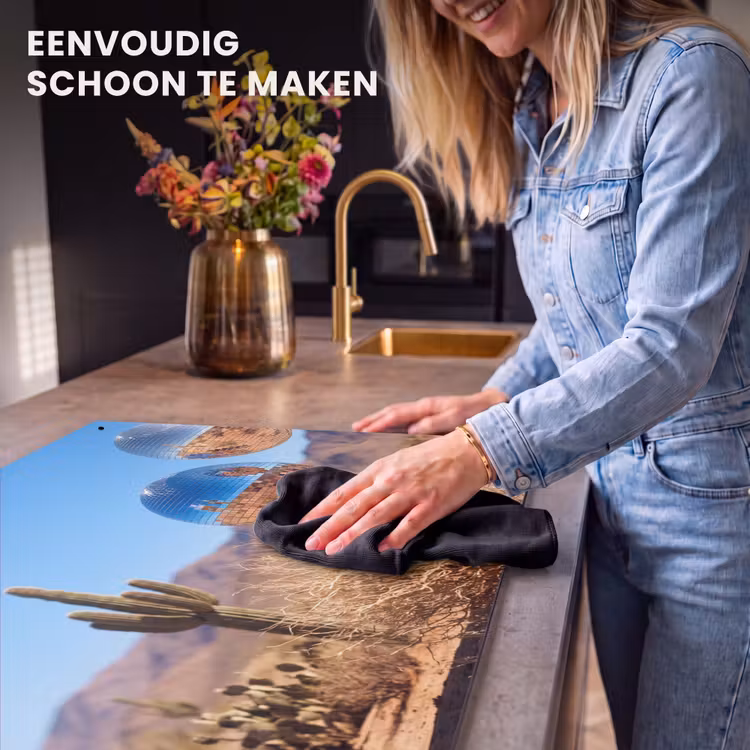 Inductiebeschermer & spatscherm (2in1) - Woestijn - Spiegelbal - Kunst - Woestijn - Spiegelbal - Kunst Inductie beschemer met haakjes klein