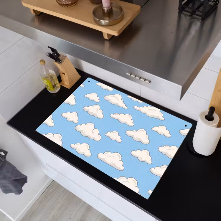 Wolk - Cartoon - Lucht - Blauw - Wit Inductie beschemer met haakjes klein -sfeer1