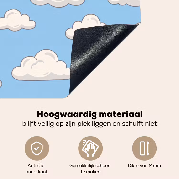 Wolk - Cartoon - Lucht - Blauw - Wit Inductie beschemer met haakjes klein -ky-onderkant-nl