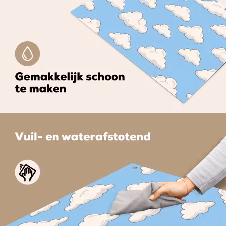 Wolk - Cartoon - Lucht - Blauw - Wit Inductie beschemer met haakjes klein -ky-schoon-nl