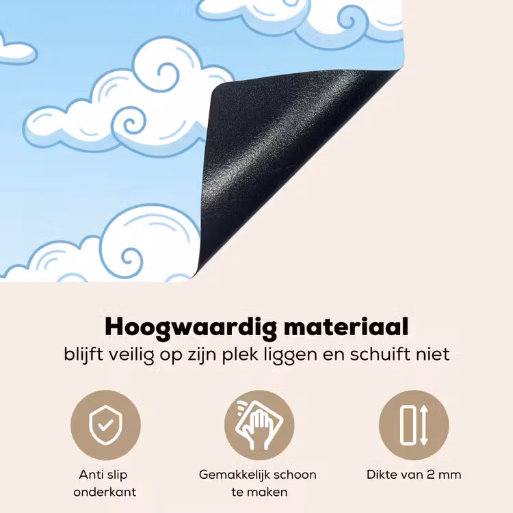 Wolk - Lucht - Cartoon - Blauw - Wit Inductie beschemer met haakjes klein -ky-onderkant-nl