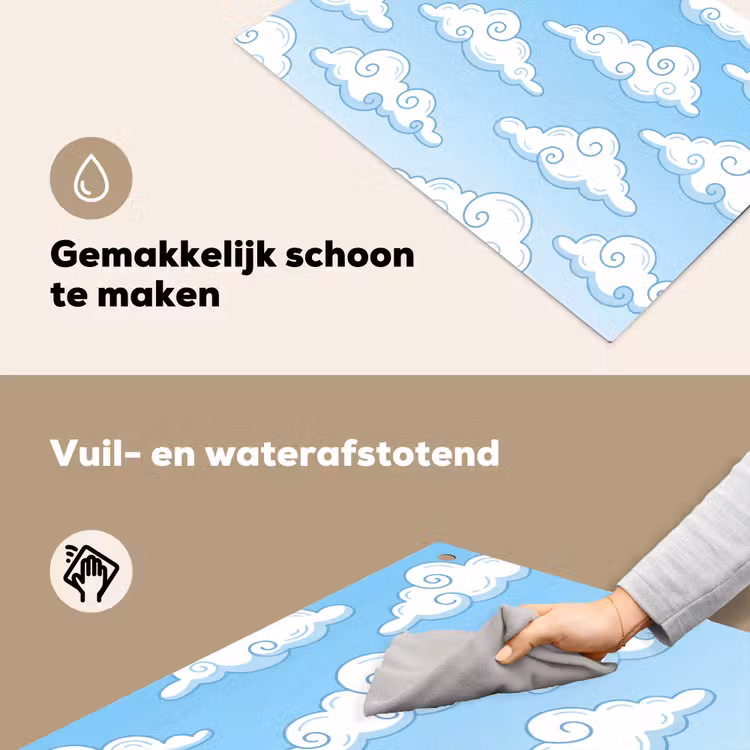 Wolk - Lucht - Cartoon - Blauw - Wit Inductie beschemer met haakjes klein -ky-schoon-nl