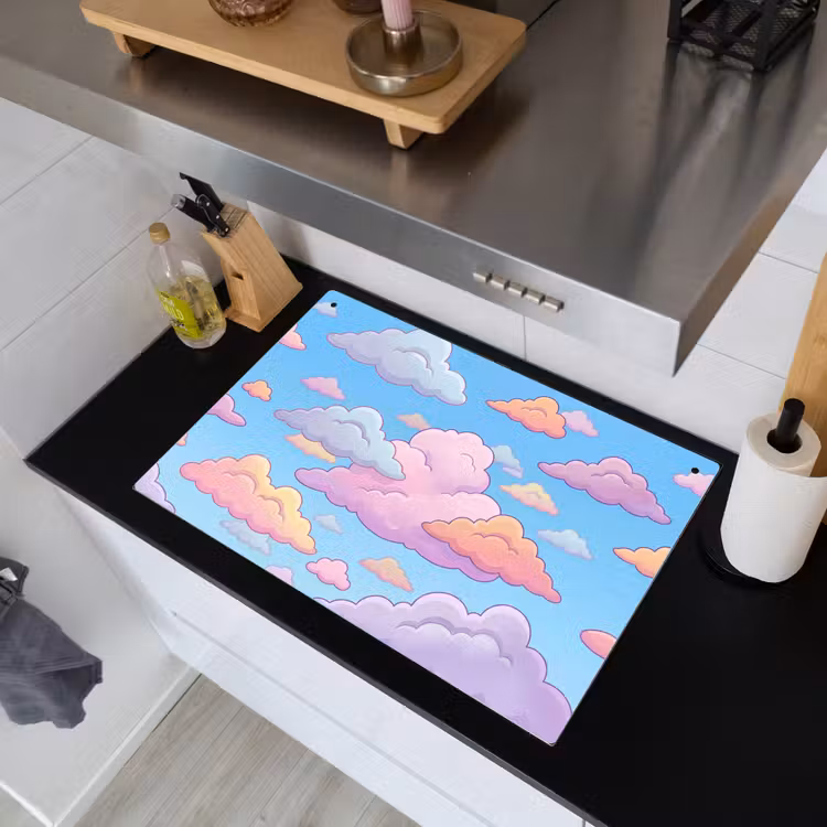 Wolk - Lucht - Natuur - Illustratie - Pastel Inductie beschemer met haakjes klein -sfeer1