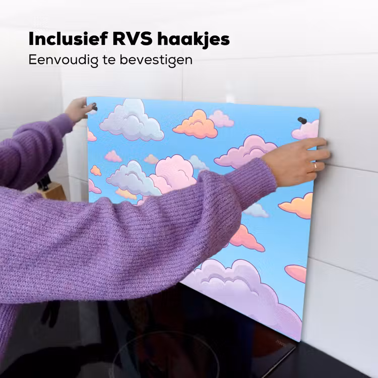 Wolk - Lucht - Natuur - Illustratie - Pastel Inductie beschemer met haakjes klein -ky-ophangen-nl