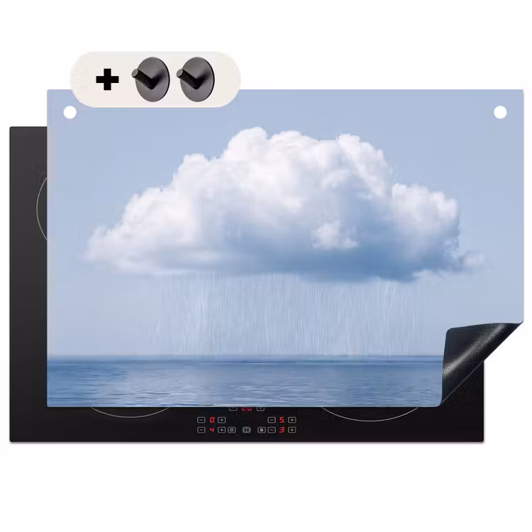 Inductiebeschermer & spatscherm (2in1) - Wolk - Regen - Natuur - Wolk - Regen - Natuur Inductie beschemer met haakjes klein