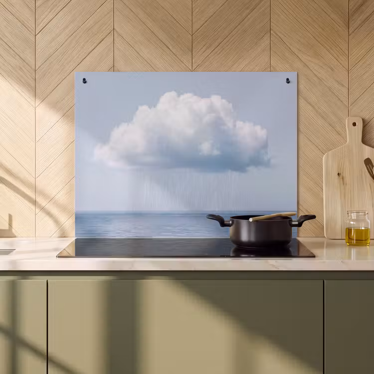 Inductiebeschermer & spatscherm (2in1) - Wolk - Regen - Natuur - Wolk - Regen - Natuur Inductie beschemer met haakjes klein