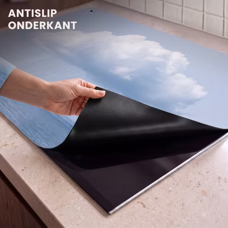 Inductiebeschermer & spatscherm (2in1) - Wolk - Regen - Natuur - Wolk - Regen - Natuur Inductie beschemer met haakjes klein