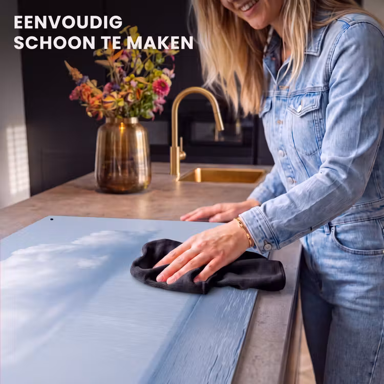 Inductiebeschermer & spatscherm (2in1) - Wolk - Regen - Natuur - Wolk - Regen - Natuur Inductie beschemer met haakjes klein