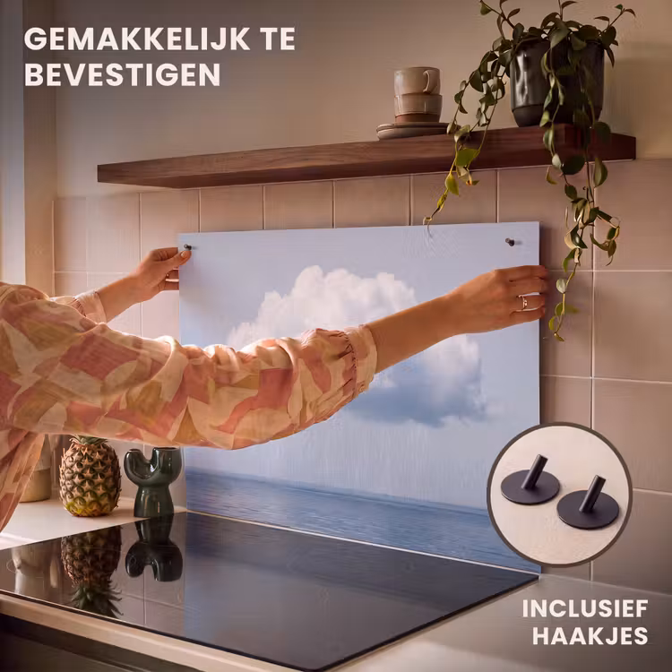 Inductiebeschermer & spatscherm (2in1) - Wolk - Regen - Natuur - Wolk - Regen - Natuur Inductie beschemer met haakjes klein