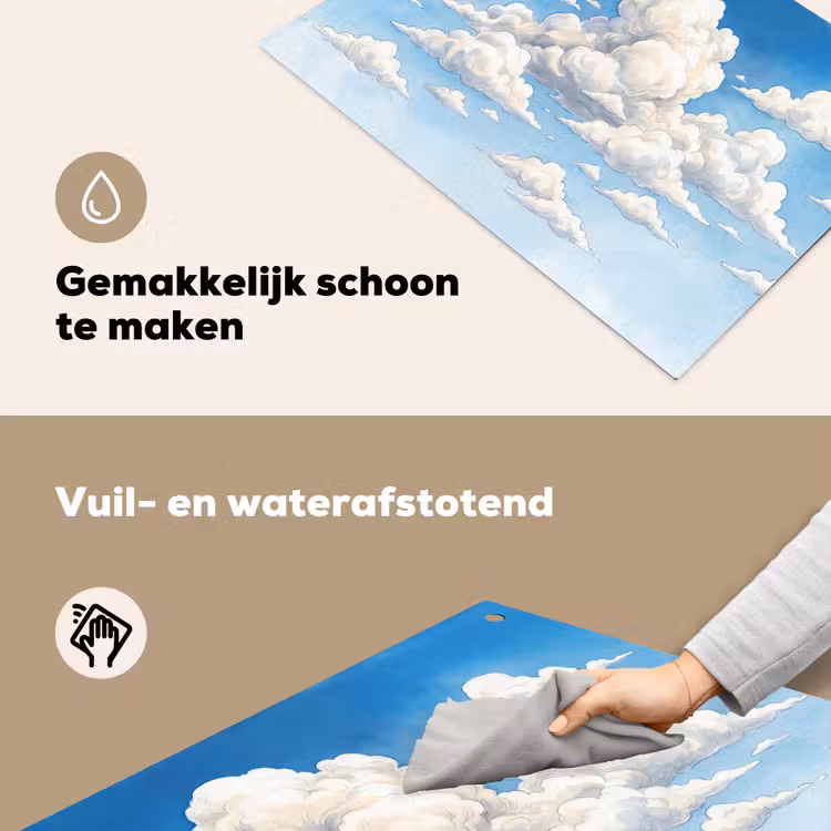 Wolken - Blauwe lucht - Natuur - Modern - Wit Inductie beschemer met haakjes klein -ky-schoon-nl