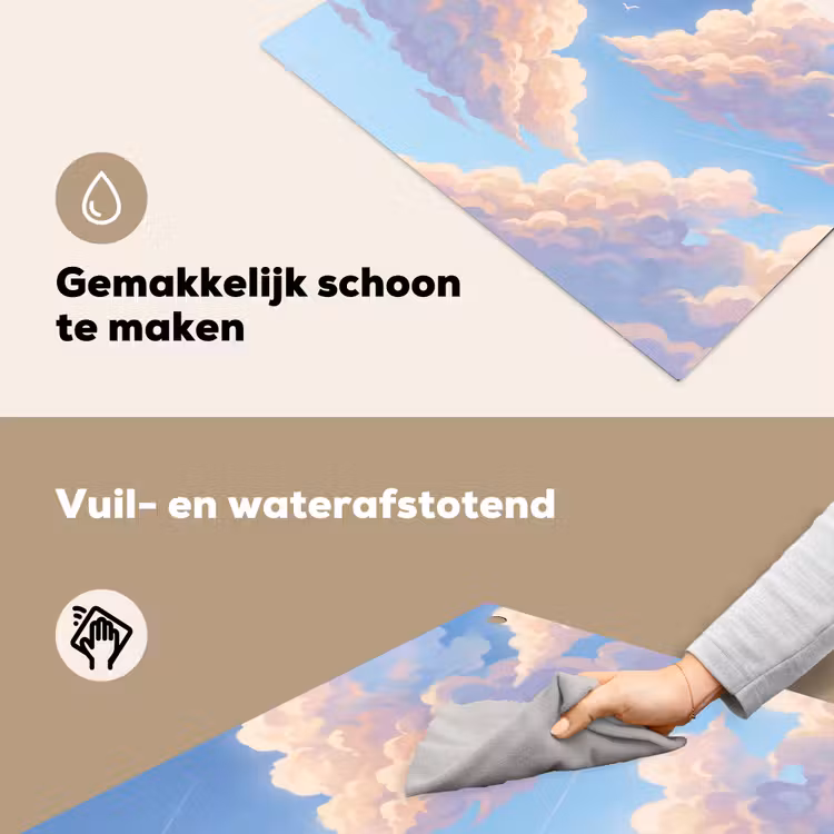 Wolken - Lucht - Natuur - Blauw Inductie beschemer met haakjes klein -ky-schoon-nl