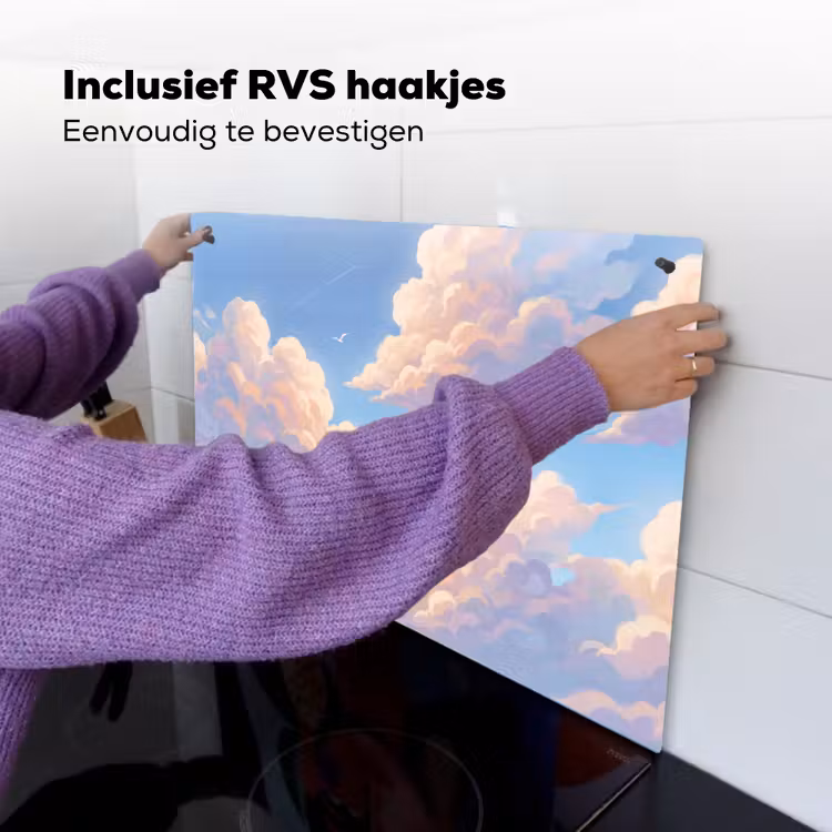 Wolken - Lucht - Natuur - Blauw Inductie beschemer met haakjes klein -ky-ophangen-nl