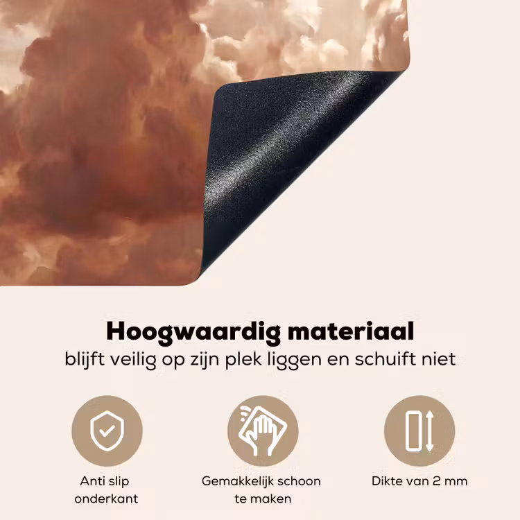 Wolken - Lucht - Natuur - Modern - Bruin Inductie beschemer met haakjes klein -ky-onderkant-nl