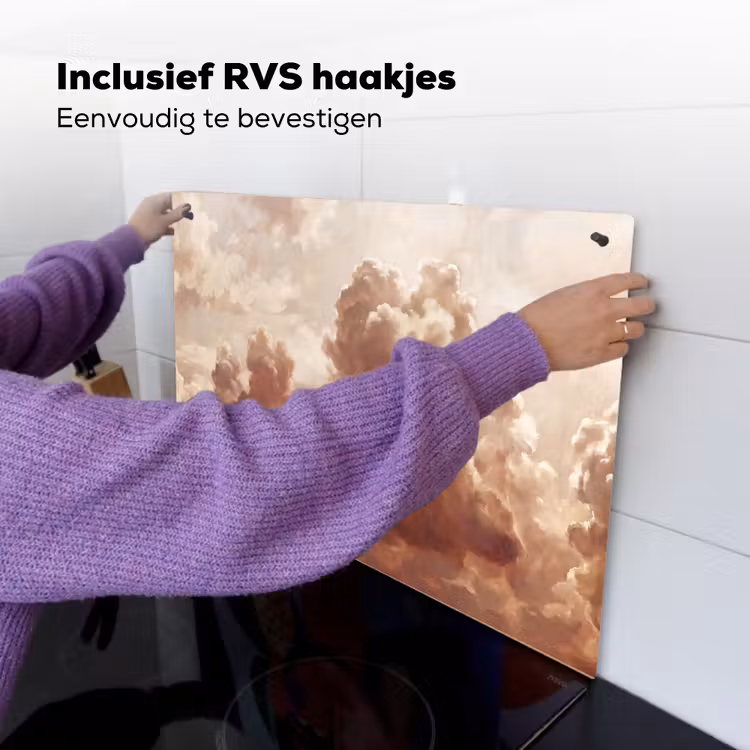 Wolken - Lucht - Natuur - Modern - Bruin Inductie beschemer met haakjes klein -ky-ophangen-nl