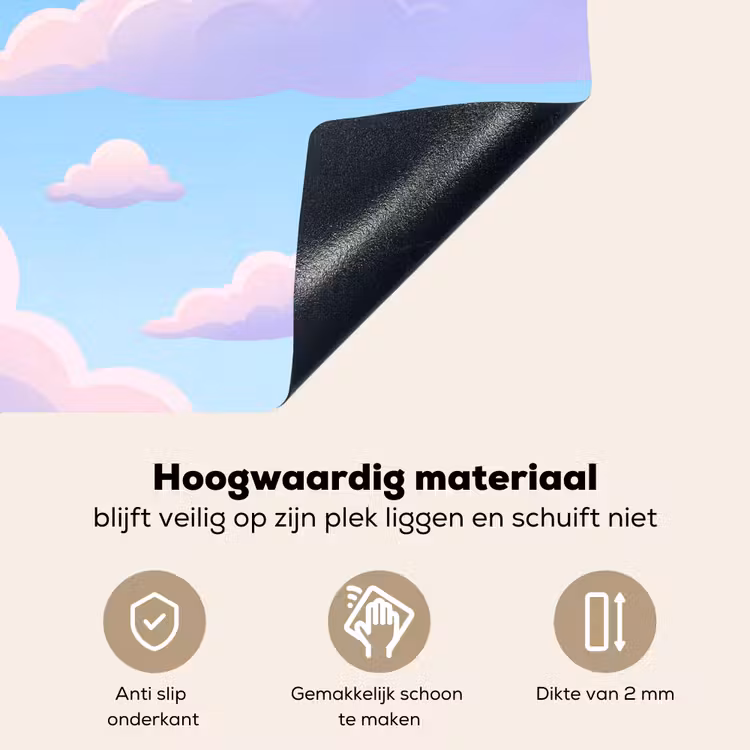 Wolken - Roze - Blauw - Natuur - Modern Inductie beschemer met haakjes klein -ky-onderkant-nl