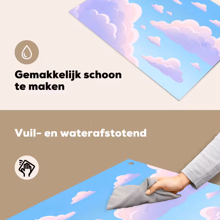 Wolken - Roze - Blauw - Natuur - Modern Inductie beschemer met haakjes klein -ky-schoon-nl
