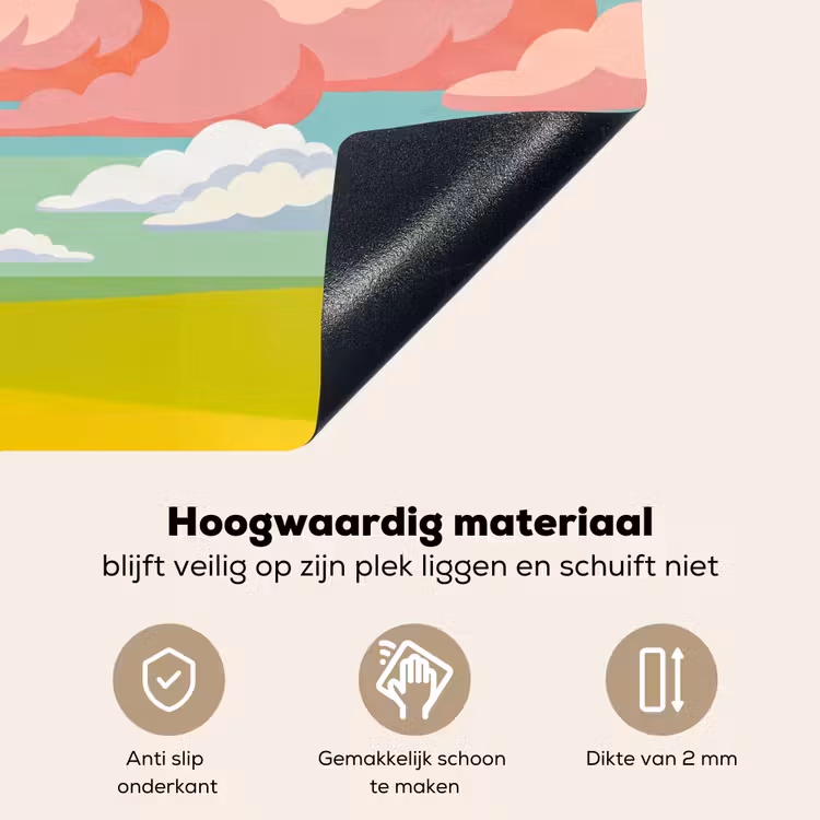 Wolken - Roze - Natuur - Modern - Pastel Inductie beschemer met haakjes klein -ky-onderkant-nl