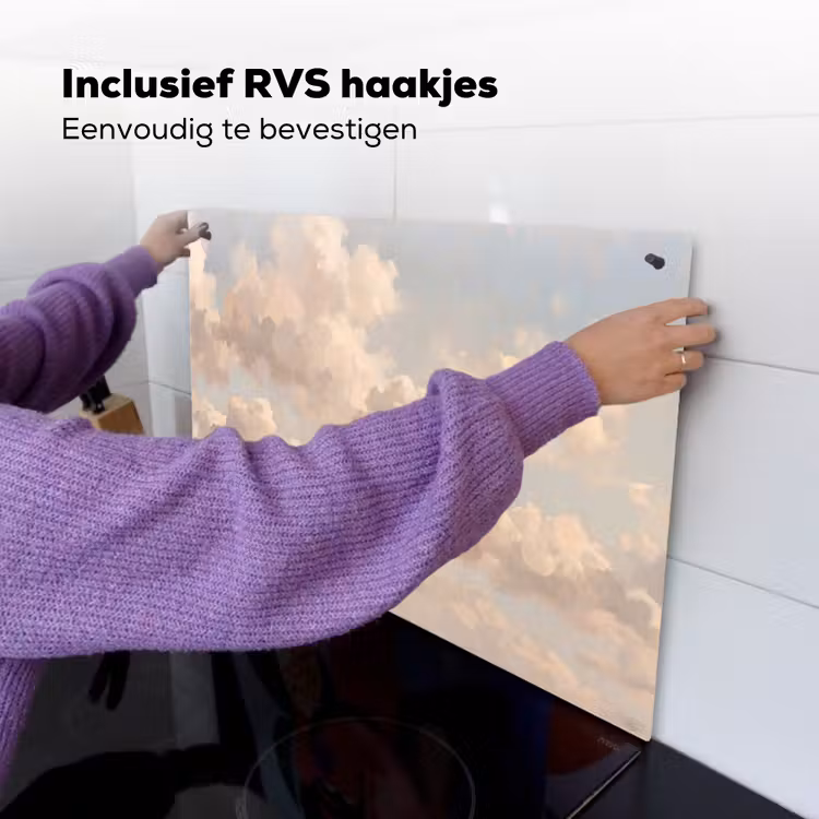 Wolken - Zacht - Natuur - Klassiek - Beige Inductie beschemer met haakjes klein -ky-ophangen-nl