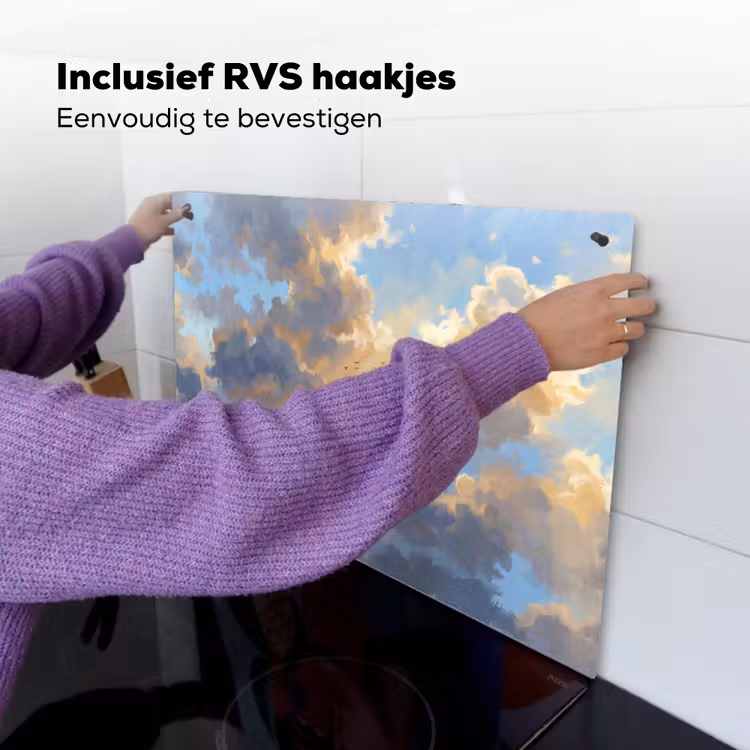 Wolken - Zonnestralen - Natuur - Abstract - Blauw Inductie beschemer met haakjes klein -ky-ophangen-nl